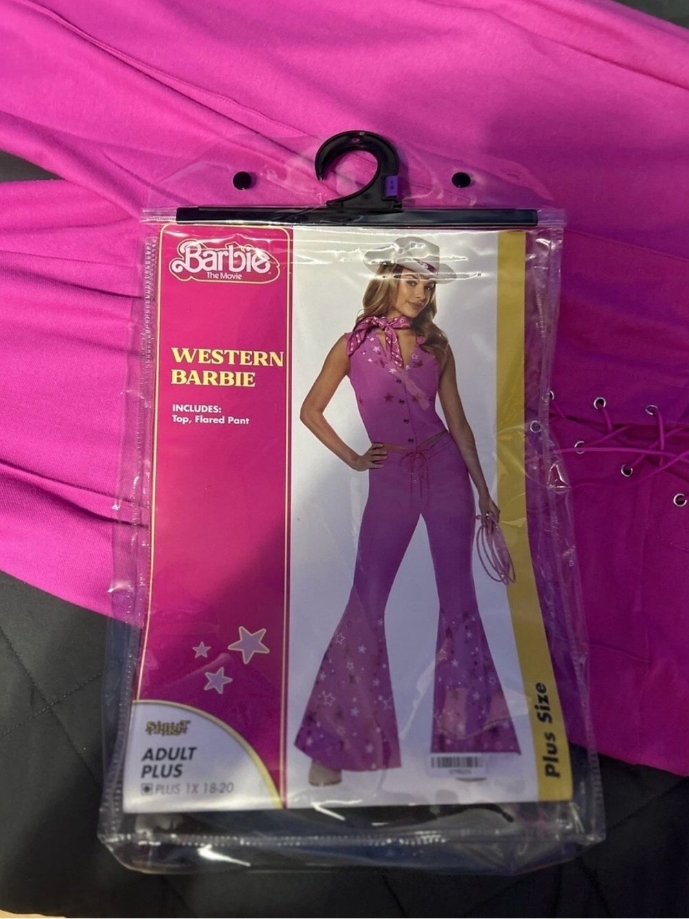 Western Barbie Costume Jumpsuit with Flared Star Pants Adult Plus.